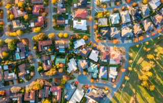 a cluster of suburban homes
